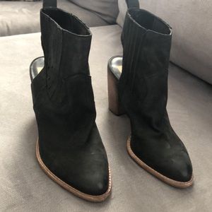 Women Dolce Vita Jasper Open Heel, Black Suede Ankle Booties